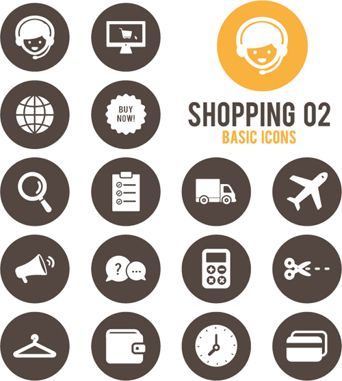 Shopping round icons vector design 02