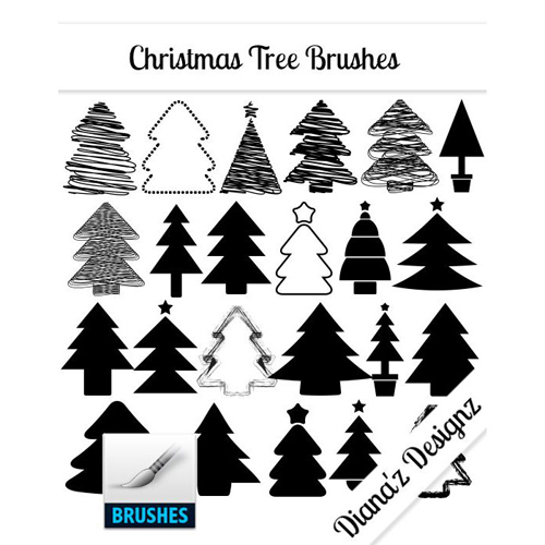 Simple  Christmas Tree Brushes set