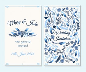 Simple wedding invitation floral card vector 01