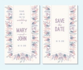 Simple wedding invitation floral card vector 03