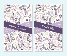 Simple wedding invitation floral card vector 06