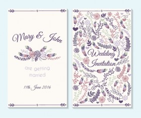 Simple wedding invitation floral card vector 07