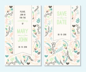 Simple wedding invitation floral card vector 08