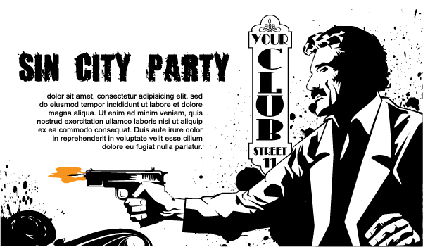 Sin city party club flyer temolate vector 02