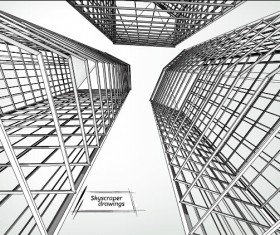 Skyscrapers drawings material vectors 01