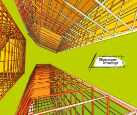 Skyscrapers drawings material vectors 04