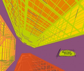 Skyscrapers drawings material vectors 05