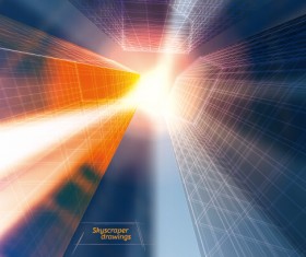 Skyscrapers drawings material vectors 06