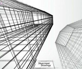 Skyscrapers drawings material vectors 08