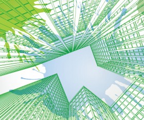 Skyscrapers with grunge background vectors 01