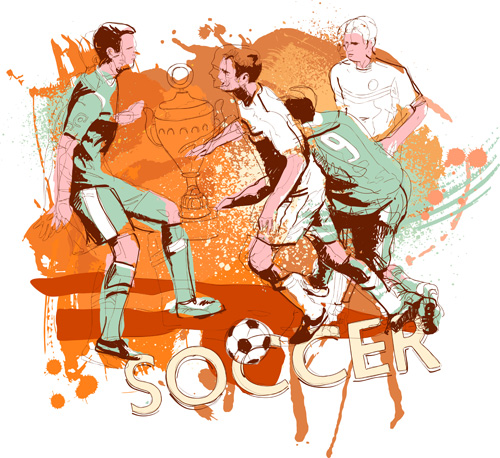 Soccer sport hand drawn vector 01