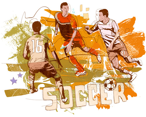 Soccer sport hand drawn vector 02