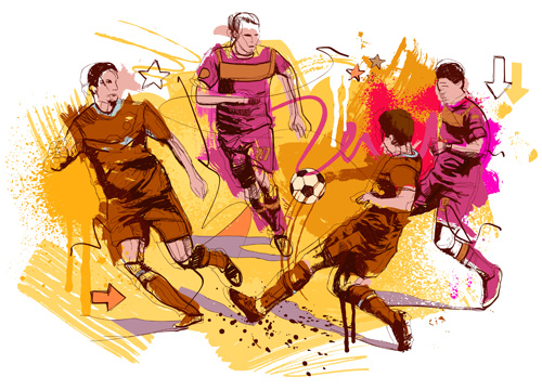 Soccer sport hand drawn vector 04