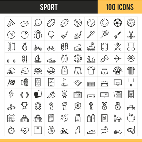 Sport round icons set