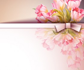 Spring pink flower card vector