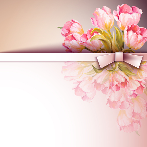 Spring pink flower card vector