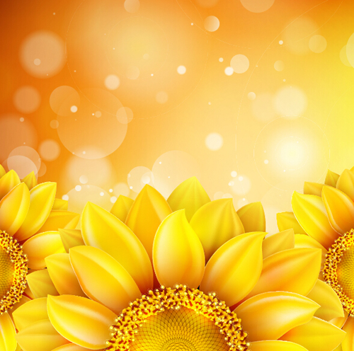 Sunflower flower with bokeh vector background 03