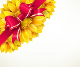 Sunflower flower with red bow vector