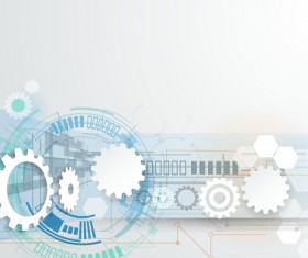 Tech with gear background template vector 03