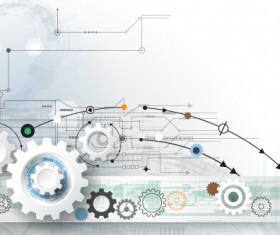 Tech with gear background template vector 05