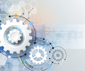Tech with gear background template vector 06