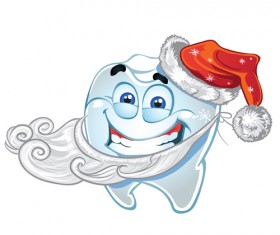 Teeth with santa claus vector