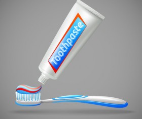 Toothpaste and toothbrush poster vector design 01