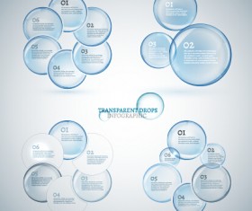 Transparent drops infographics vector 02