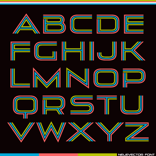 Tricolor alphabet letters vector