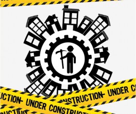 Under construction warning background vector set 03