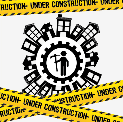 Under construction warning background vector set 03