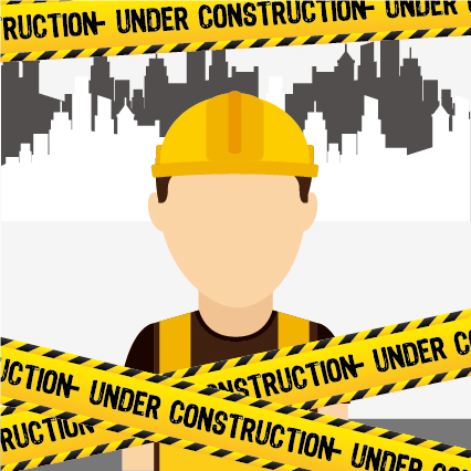 Under construction warning background vector set 04