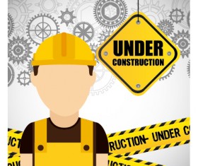 Under construction warning background vector set 07