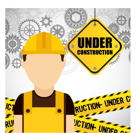 Under construction warning background vector set 07