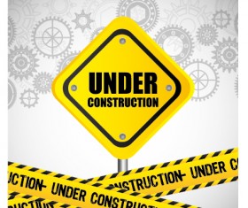 Under construction warning background vector set 08