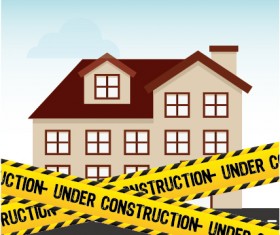 Under construction warning background vector set 09