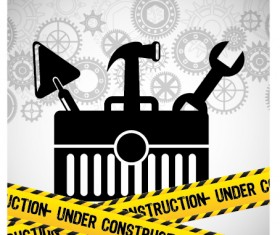 Under construction warning background vector set 11