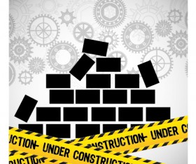 Under construction warning background vector set 13