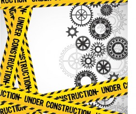 Under construction warning background vector set 15