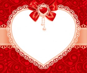 Valentines day heart with lace vector material 01