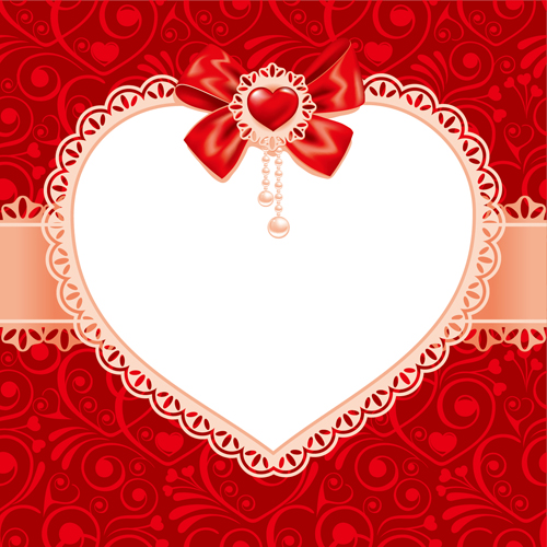 Valentines day heart with lace vector material 01
