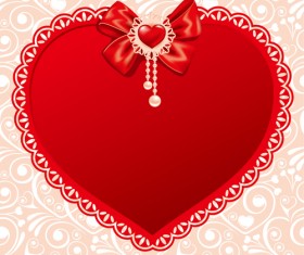 Valentines day heart with lace vector material 02