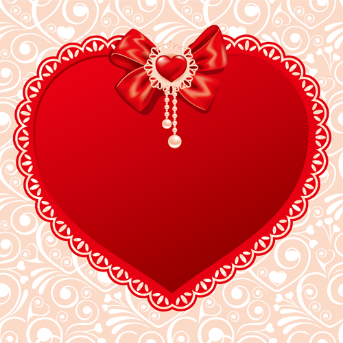 Valentines day heart with lace vector material 02