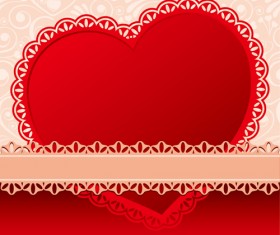 Valentines day heart with lace vector material 03