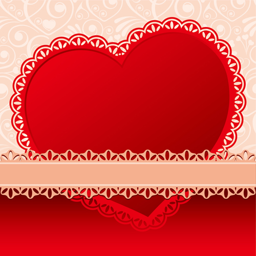 Valentines day heart with lace vector material 03