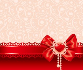 Valentines day red bow with lace vector