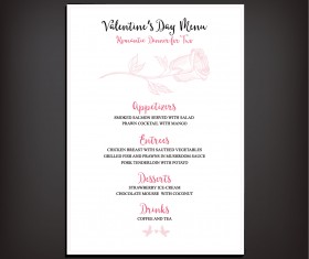 Valentines day restaurant menu vintage vector 01