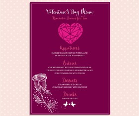 Valentines day restaurant menu vintage vector 05
