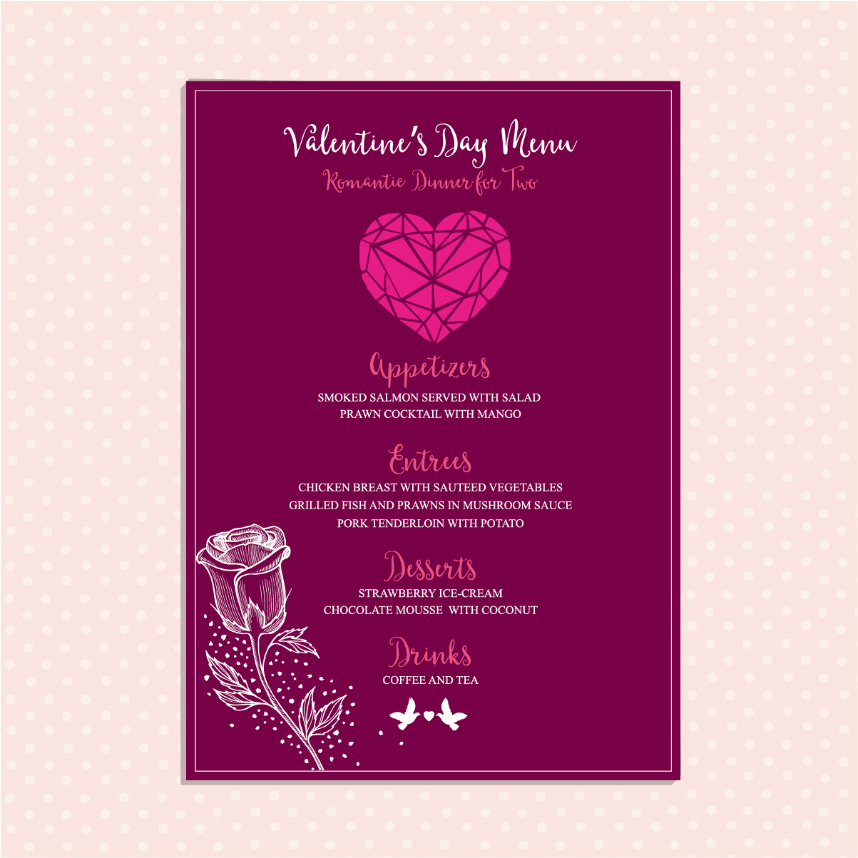 Valentines day restaurant menu vintage vector 05