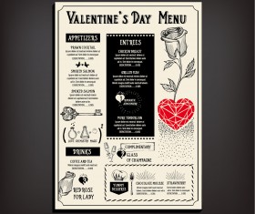 Valentines day restaurant menu vintage vector 07